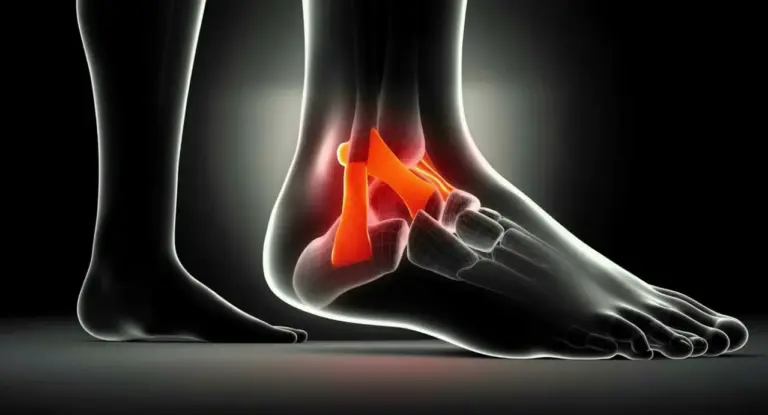 Rappresentazione digitale di un'articolazione della caviglia con infiammazione evidenziata