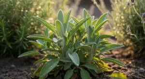 Pianta di salvia rigogliosa in un giardino soleggiato